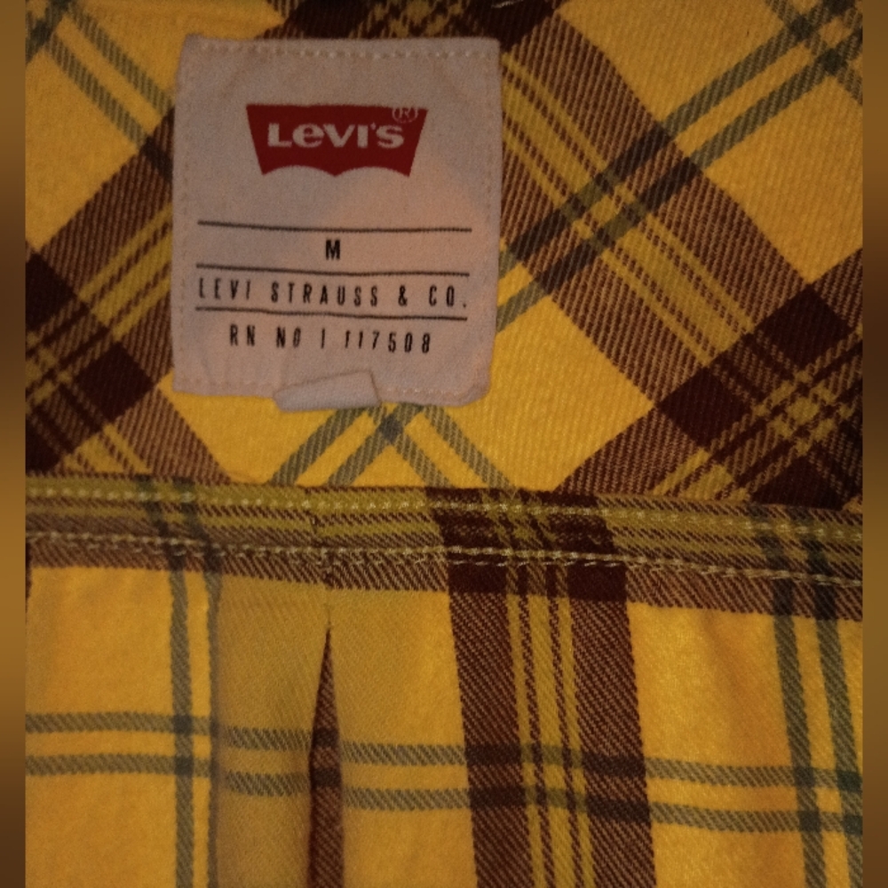 Levi's Yellow and Brown Plaid Shirt